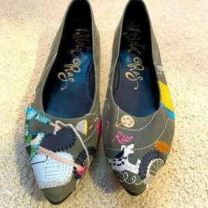 Ras Italian suede flats with playful Vespa girl